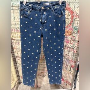 Rue‎ 21 Women's Size 12 Blue High Rise Tapered Daisy Medium Wash Stretch Jean